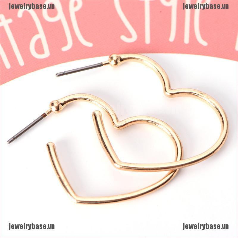 [Base] Heart Circle Loop Hoop Earrings Ear Studs Earrings Women Party Ear Drop Earrings [VN]