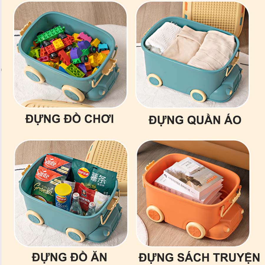 Thùng Đựng Đồ Đa Năng Có Bánh Xe, Đựng Đồ Chơi Hình Ô Tô Có Thể Chơi L.eGo Q013