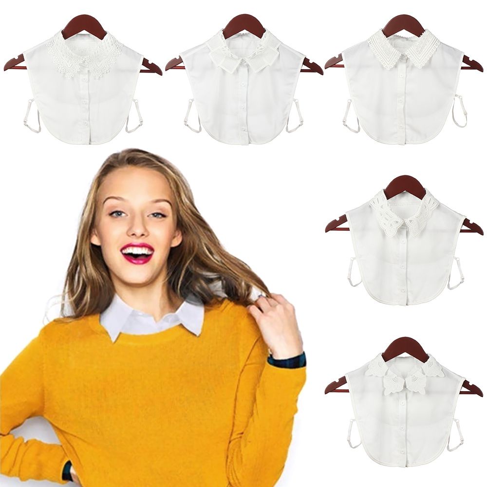 Cổ áo sơ mi giả họa tiết thêu trắng đen MIHAN1 dành cho nam nữ