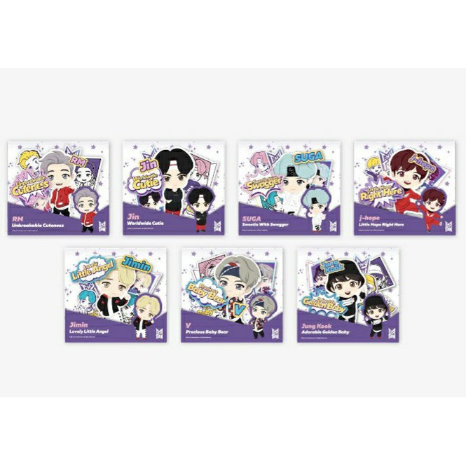 Sticker nhóm BTS kiểu Chibi dễ thương, hình dán BTS bề mặt dạ quang lấp lánh