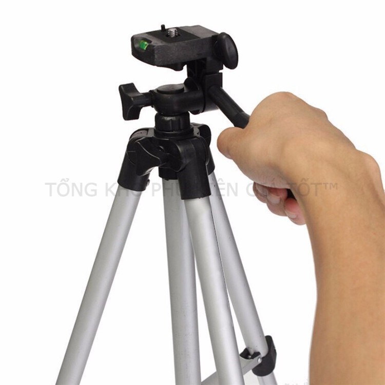 Tripod 3110 giá đỡ điện thoại 3 chân, kẹp điện thoại để quay video, livestream có kẹp, thước cân bằng