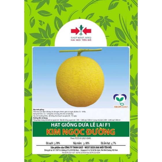 Giống Dưa Lê Vân Lưới F1 KIM NGỌC ĐƯỜNG (Hai Mũi Tên Đỏ)