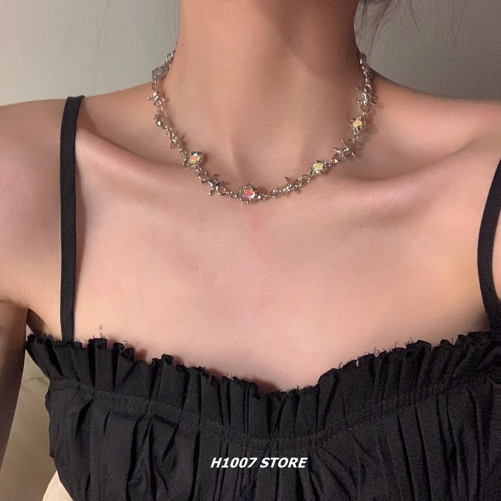 Vòng cổ Mặt Đá Mặt Trăng Phong Cách Retro Punk Cá Tính