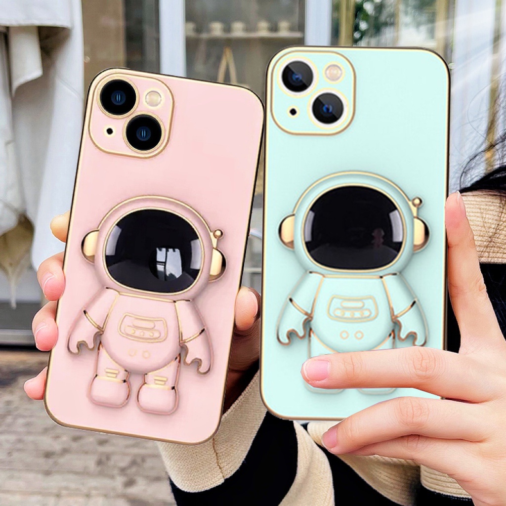 Ốp Điện Thoại Hình Phi Hành Gia 3D Có Giá Đỡ Cho iPhone 13 12 11 Pro max mini 6 6S 7 8 Plus X XS XR 7 + 8 + XS max