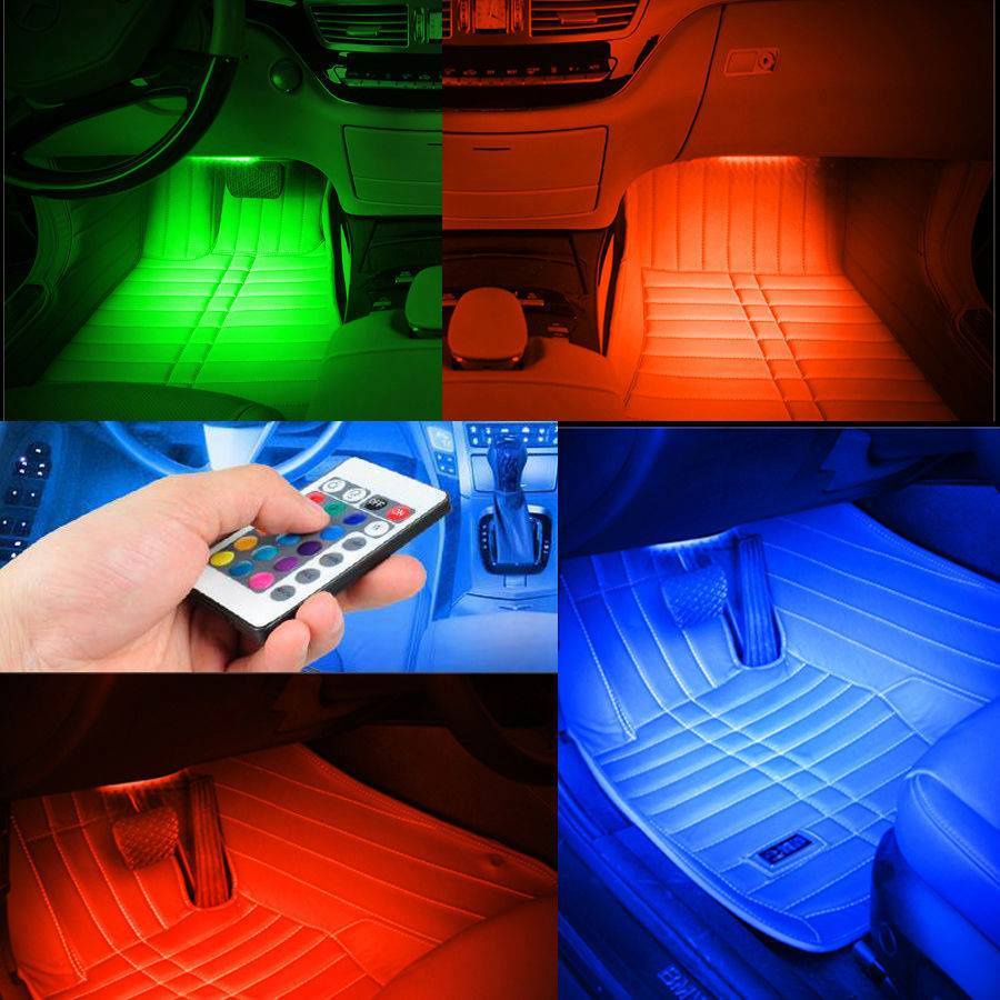 Bộ đèn led gầm ghế ô tô xe hơi cảm biến đổi màu theo nhạc, có điều khiển