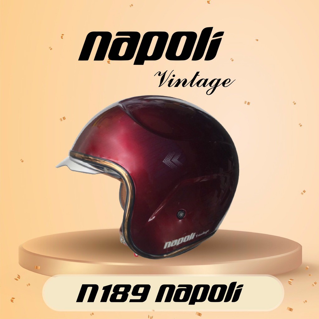 nón bảo hiểm 3/4 kính âm napoli N189 mẫu mới hàng công ty bảo hành 12 tháng