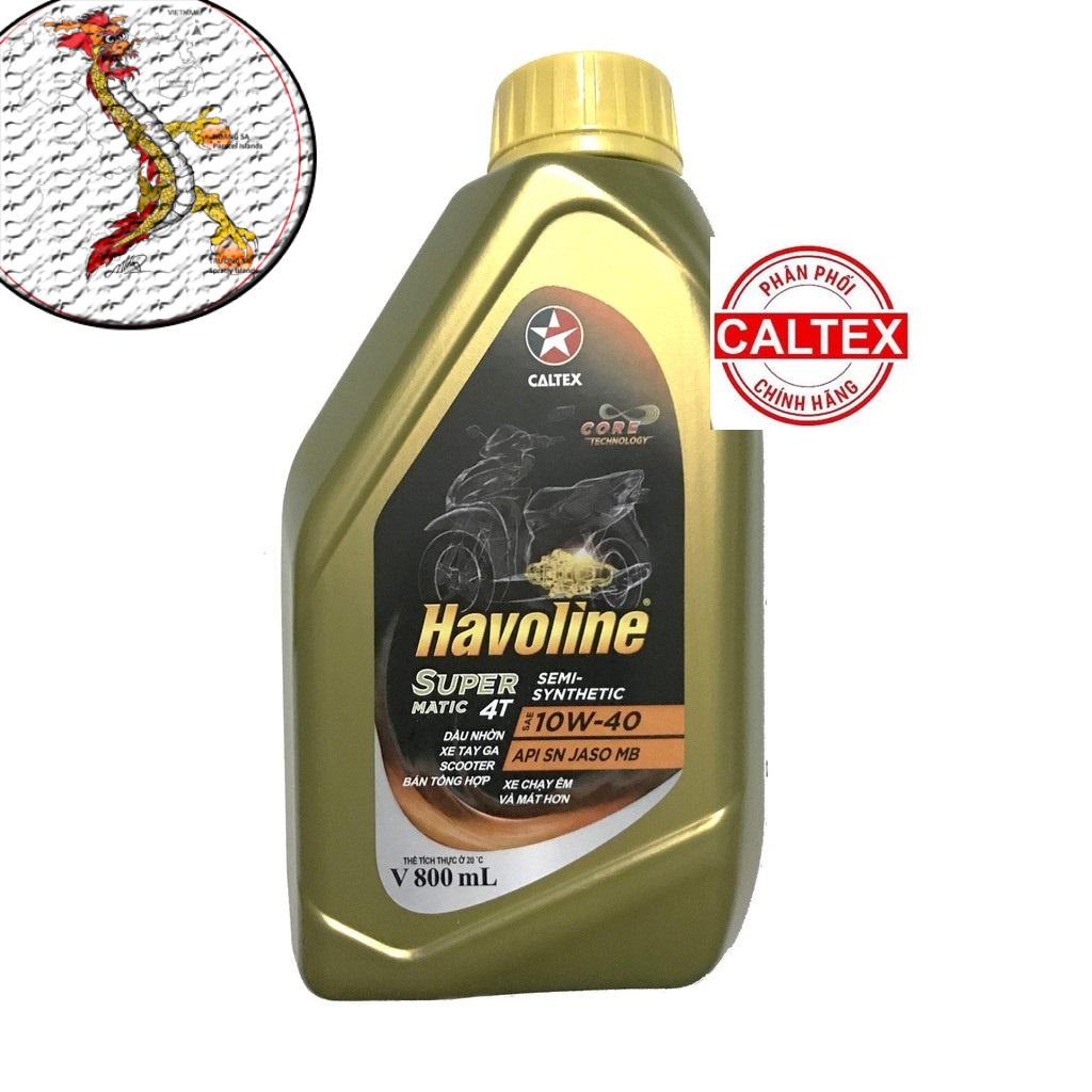 [FREE PHỄU NHỚT]Nhớt xe tay ga Havoline 10W40 800ml, Dầu nhớt Havoline SuperMatic 4T SAE 10W-40 0,8L xe tay ga