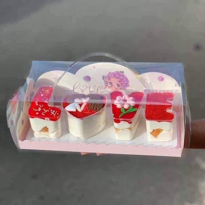 Set 2 bộ ly mica chữ LOVE ⚡ CAO CẤP ⚡ ly nhựa đựng bánh trong suốt