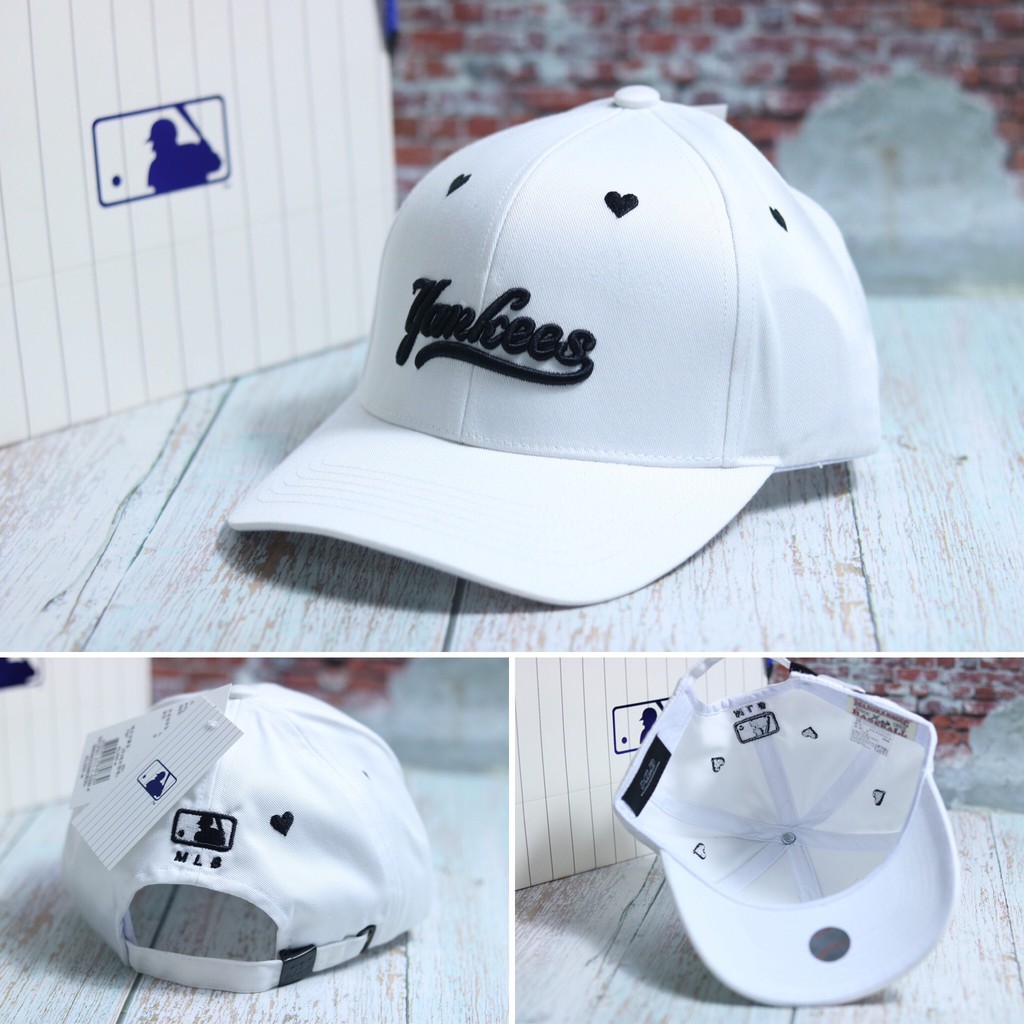 Mũ lưỡi trai MLB, Nón kết 2 màu trắng đen free size [Fullbox - tem tag]