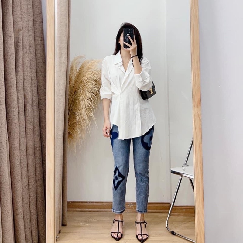 V501 Áo sơ mi đóng cúc lệch sauv