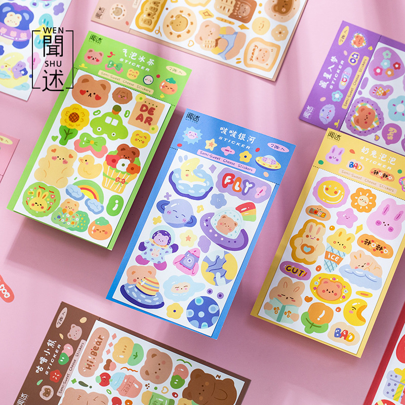 Set 2 tờ nhãn dán trang trí họa tiết hoạt hình đáng yêu
