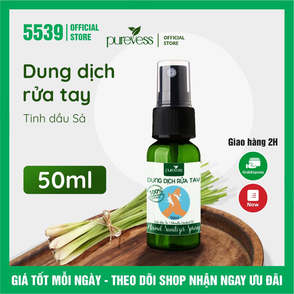 Xịt rửa tay sát khuẩn Purvess dung tích 50 ml loại bỏ 99% vi khuẩn an toàn cho da - Shop 5399
