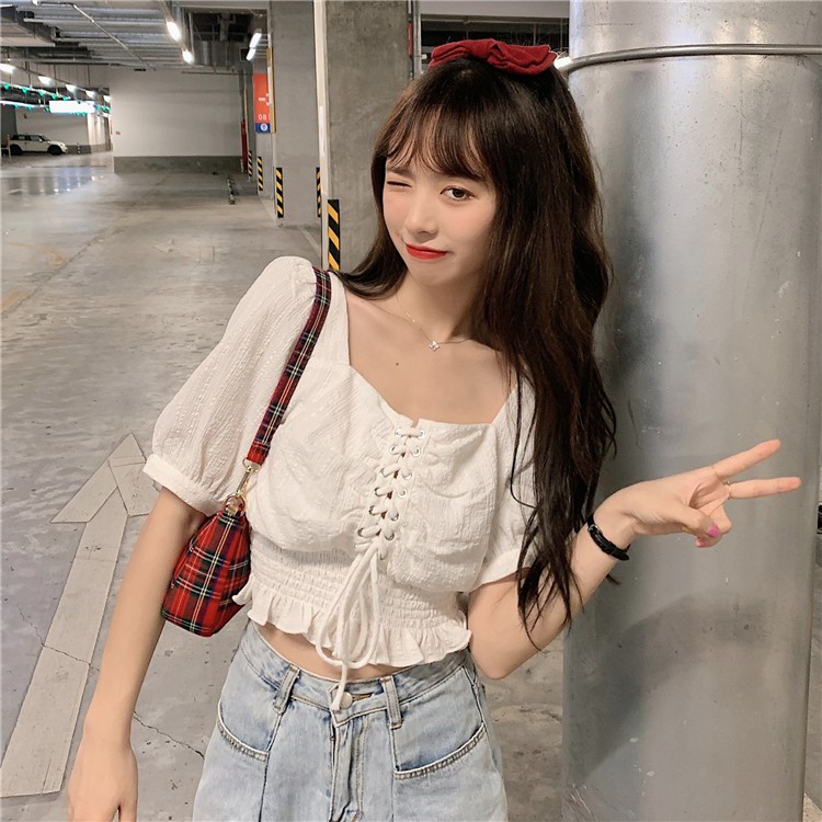 [SẴN] Áo croptop kiểu sơ mi nữ Ulzzang Quảng Châu ASC38