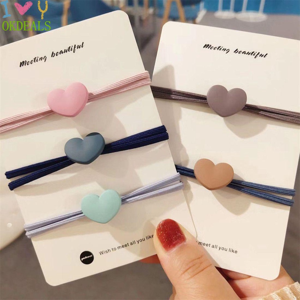 Dây buộc tóc co giãn hình trái tim dễ thương cho nữ