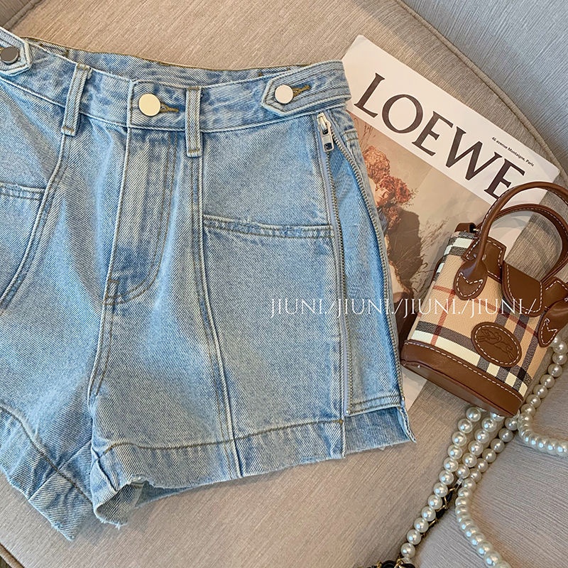 Quần Sọt Denim Lưng Cao Dáng Chữ A Thiết Kế Dáng Rộng Thoải Mái  tao bao