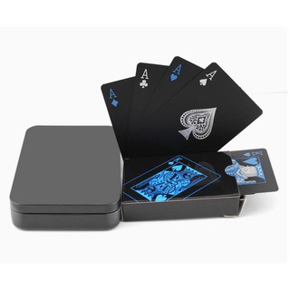 Bộ bài tây bằng nhựa pvc chống thấm nước độ bền cao kèm hộp đựng bằng kim loại tiện dụng