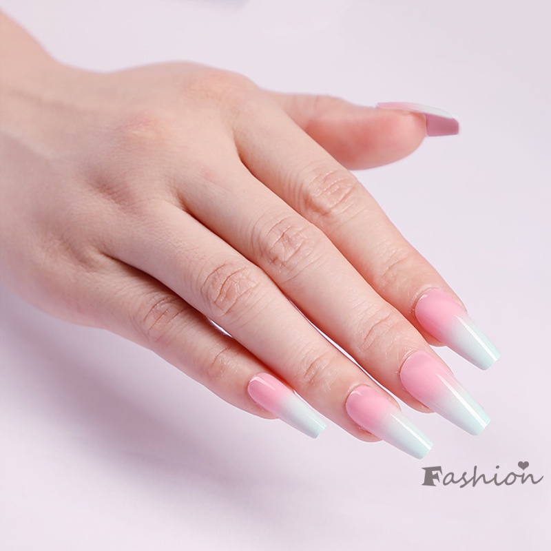 Set 24 Móng Tay Giả Màu Sắc Trung Bình Và Dài Kèm Keo Dán Tiện Lợi