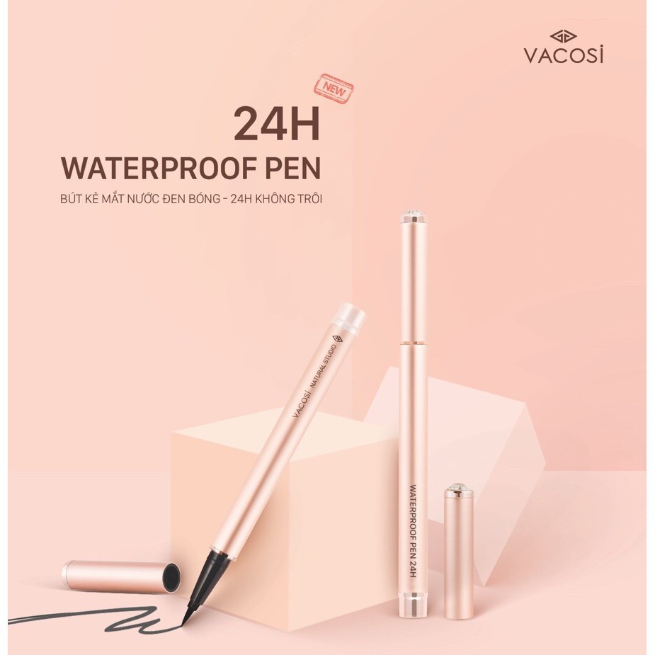 [CHÍNH HÃNG] Kẻ Mắt Nước Lâu Trôi Vacosi 24H Waterproof Pen 2g (Rose Gold)