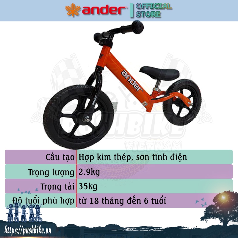 Xe thăng bằng cho bé Ander Basic - Hợp kim thép, sơn tĩnh điện, nặng 2.9kg