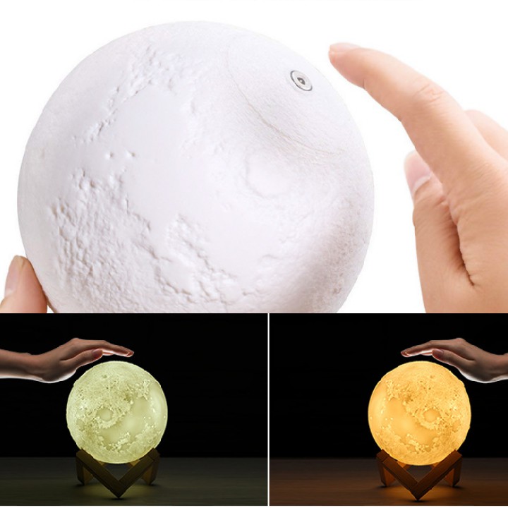 Đèn ngủ mặt trăng 3D cảm ứng ( chạm, vỗ) đổi 16 màu + điều khiển từ xa - DMA store