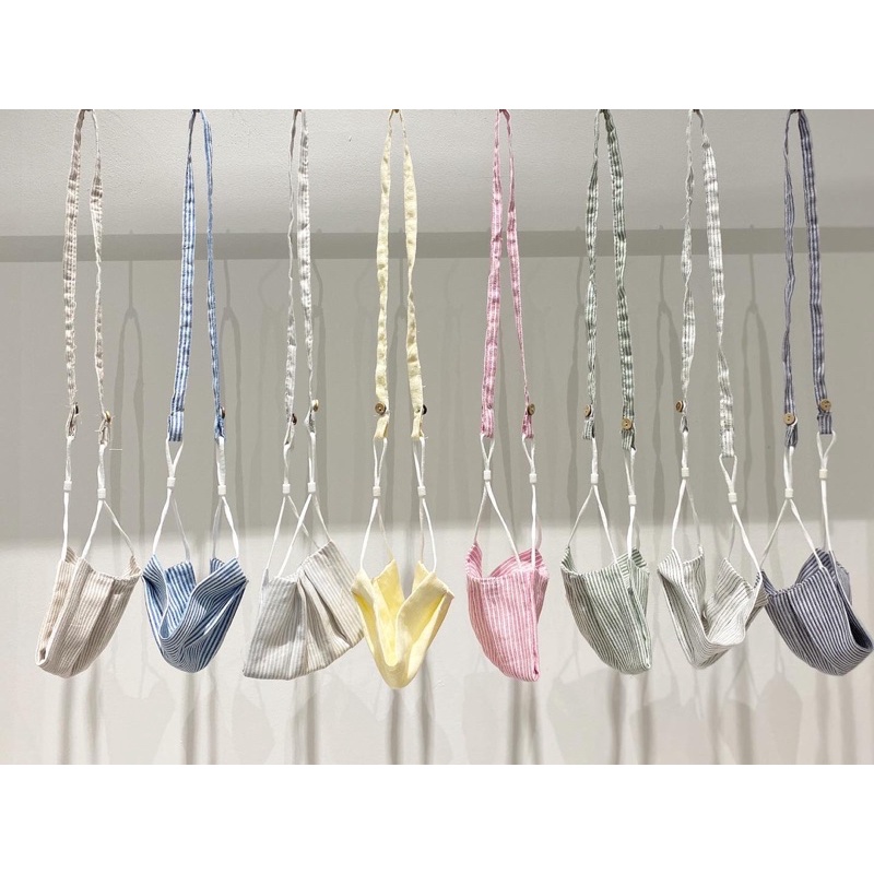 KHẨU TRANG VẢI LINEN 3 LỚP  - KÈM DÂY ĐEO