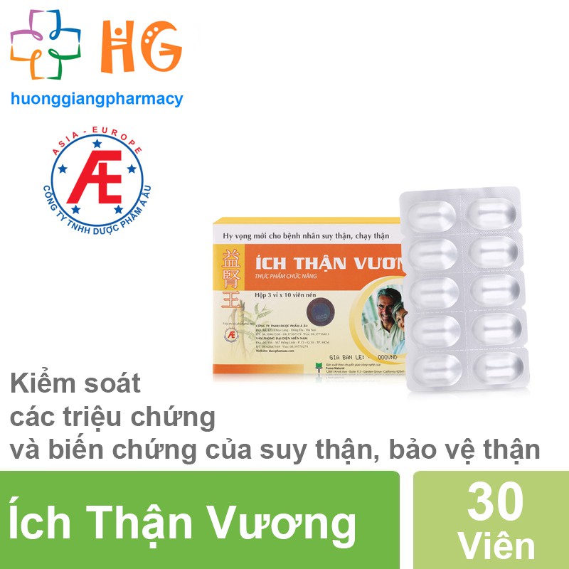 Ích Thận Vương - Hỗ trợ kiểm soát các triệu chứng và biến chứng của suy thận và bảo vệ thận (Hộp 30 viên)