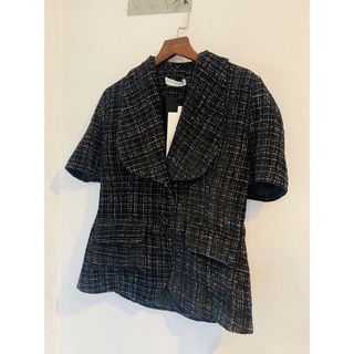 Áo Vest Cổ To Sọc Đen Trắng Nữ AT MODA DE LITA