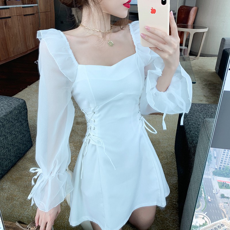 Đầm nữ dáng xòe tay dài mini Emilyshop