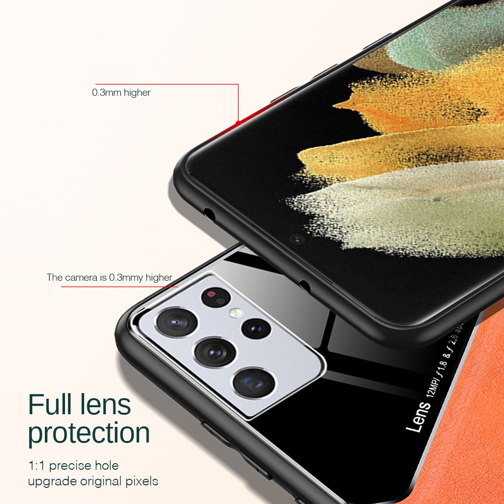 Ốp điện thoại mặt da kính nam châm cho Samsung Galaxy S21 S20 Plus Note 20 Note20 Ultra S21+ S20 FE 5G S20+ S21Ultra