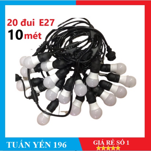⚡️Dây Đèn Trang Trí Ngoài Trời Ping Pong Đuôi Chuông Kèm Bóng ⚡️