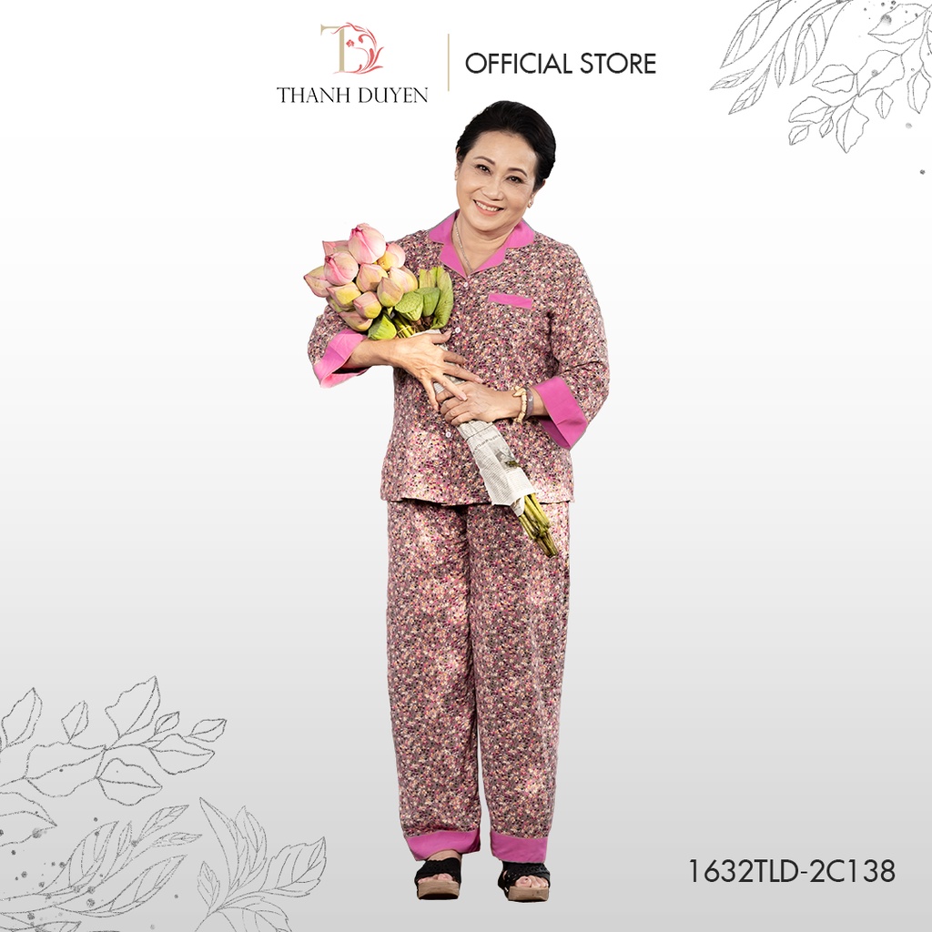 Đồ bộ Tole nữ trung niên mặc nhà Thành Duyên pyjama, tay lỡ dài, thoáng mát, không rút - 1632TLD(0522)