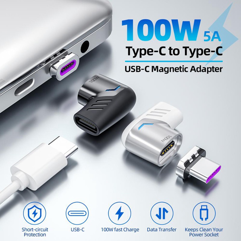 Cáp Chuyển Đổi Dữ Liệu TSUNTAIHO Tốc Độ Nhanh Từ Type C 90 độ PD 100W 5A Từ Tính Sang Type C Cho Macbook Pro QC4.0 3.0