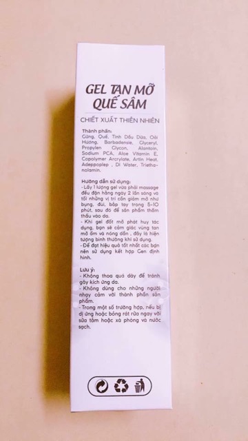 gel tan mỡ Quế Sâm