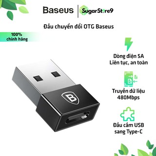 Đầu chuyển đổi OTG Baseus từ giắc cắm USB sang Type C cho Notebook