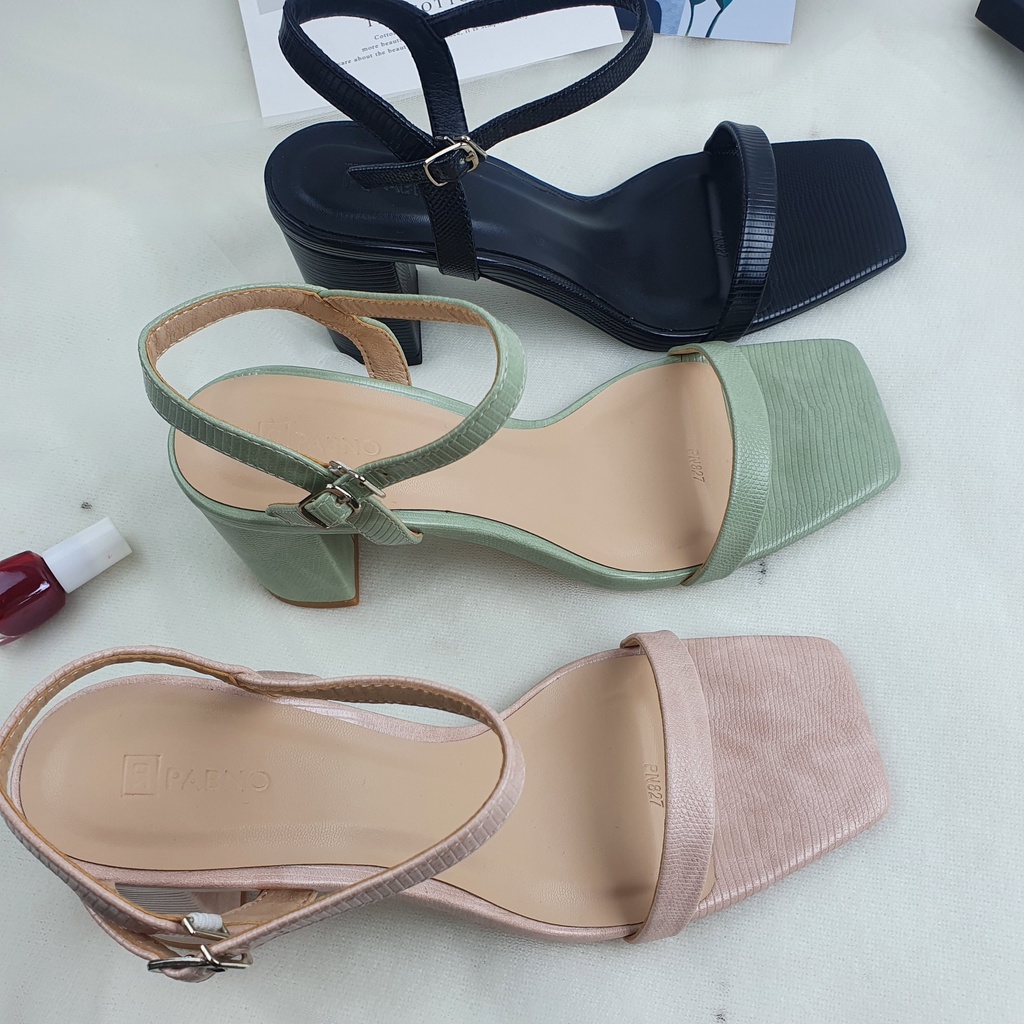 Giày sandal NỮ cao gót quai ngang đế vuông 7p siêu đẹp PN827