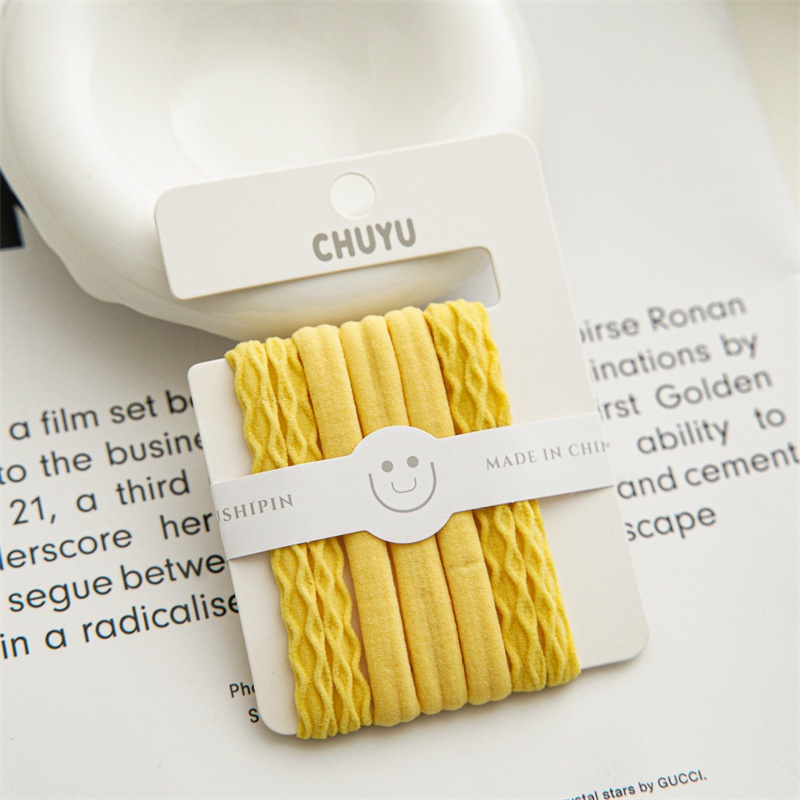 Dây Buộc Tóc Co Giãn Đính Nơ Màu Vàng Kẹo Dễ Phối Đồ Thời Trang Cho Nữ