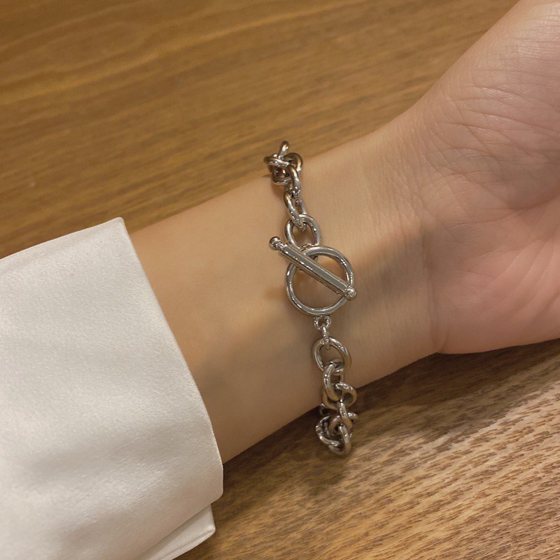 Vòng tay khóa OT phong cách punk đường phố thời trang Hàn Nhật cho cặp đôi 191165