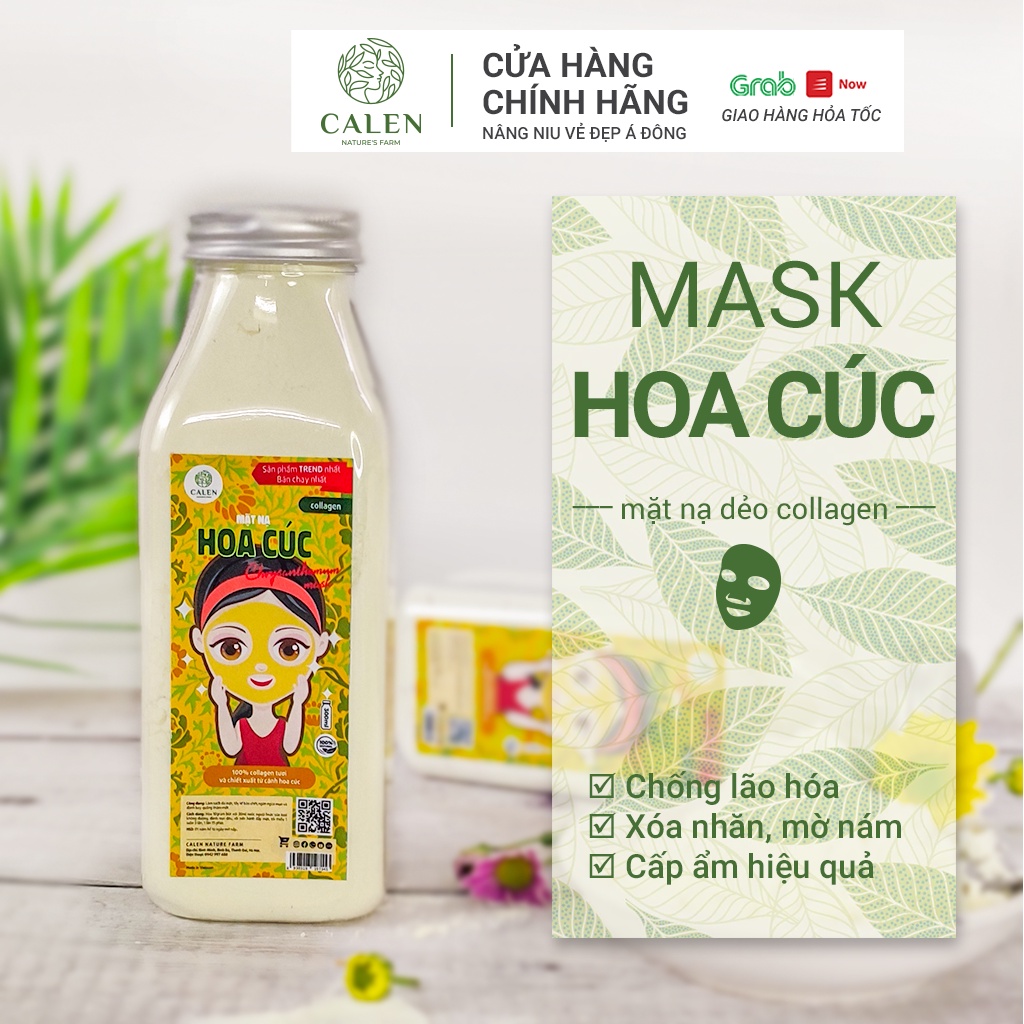 Mặt nạ Hoa Cúc dưỡng ẩm phục hồi da-Đắp mặt-Rửa mặt-Giúp tẩy da chết, Dưỡng trắng da Calen (Mask bột hoa cúc)