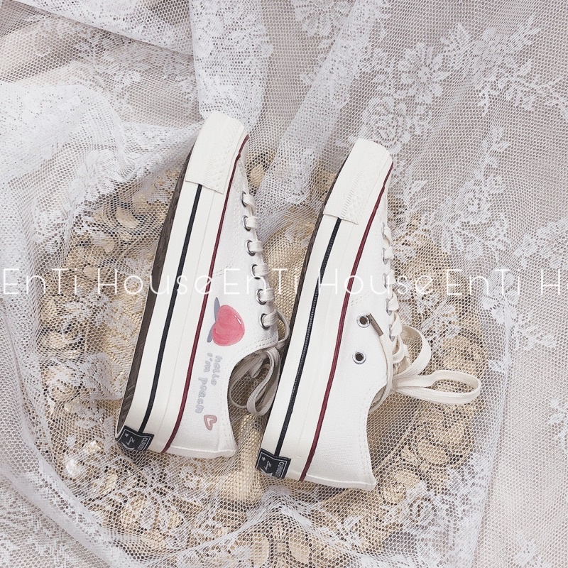 {HCM / CÓ SẴN / ẢNH THẬT}  GIÀY THỂ THAO SNEAKER TRẮNG QUẢ ĐÀO SIZE 37