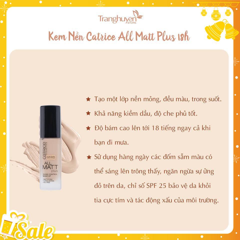 Kem Nền Catrice 18h All Matt Plus Shine Control Make Up