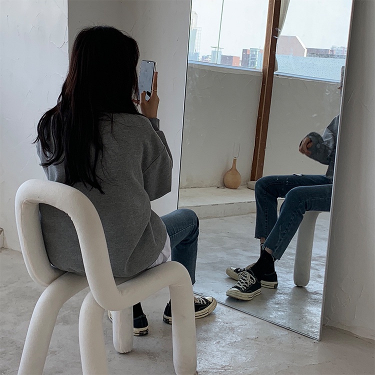 ZHELIHANGFEI Áo Thun Tay Dài Cổ Tròn Form Rộng Họa Tiết In Dễ Phối Đồ