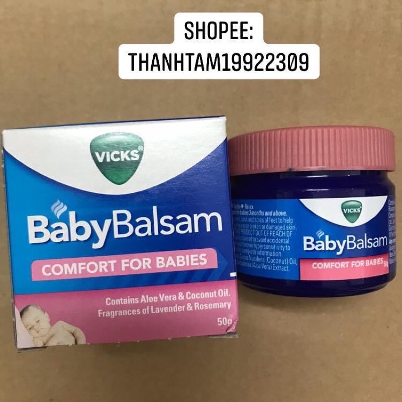 [TẶNG QUÀ] Dầu Ấm Ngực Vick Baby Balsam Hũ 50g, Chuẩn Úc Giúp Trẻ Giảm Ho, Chống Ngạt, Chống Cảm, Giữ Nhiệt