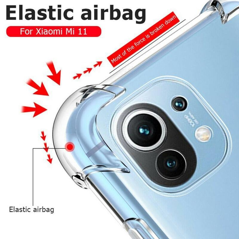 Xiaomi Mi 11 Silicone Shockproof Back Cover for Xiaomi Mi 10T 10 9 Pro Lite POCO M3 X3 NFC Transparent Case