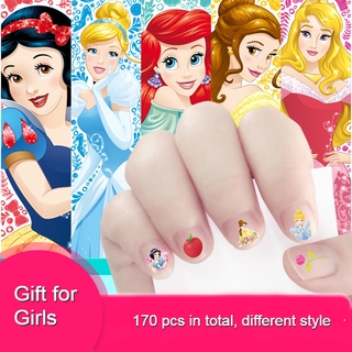 170 Chiếc Bạch Tuyết Dán Móng Tay Bộ Hoạt Hình Trẻ Em Phụ Kiện Thời Trang Đồ Chơi Cho Bé Gái 2-8 Tuổi