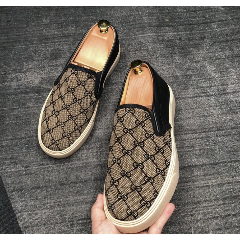 Giày Lười Nam Slipon GC- Vải Cao Cấp vs Da Bò-G1 .