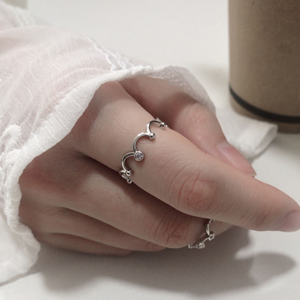 Nhẫn Hở Tùy Chỉnh Hình Vương Miện Ngôi Sao/Vương Miện Đơn Giản Thời Trang Cho Nữ