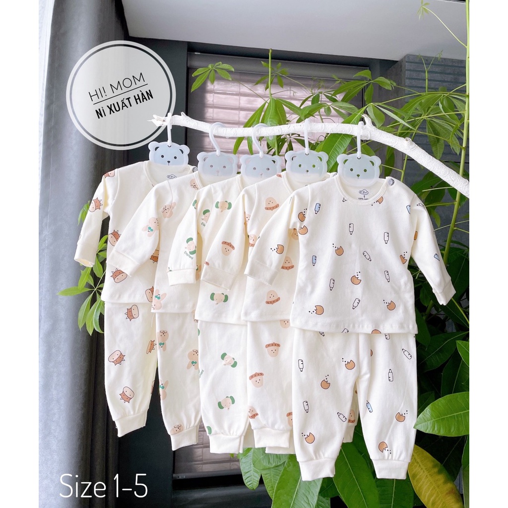 [ 4-14kg] Bộ nỉ cotton cao cấp Hi'mom cho bé cực đáng yêu (cận chất)