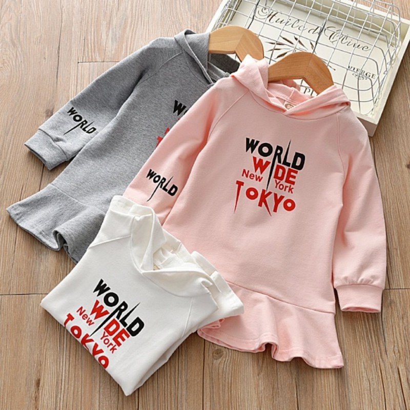 Đầm Búp Bê Tay Dài Có Nón Dễ Thương Cho Bé Gái