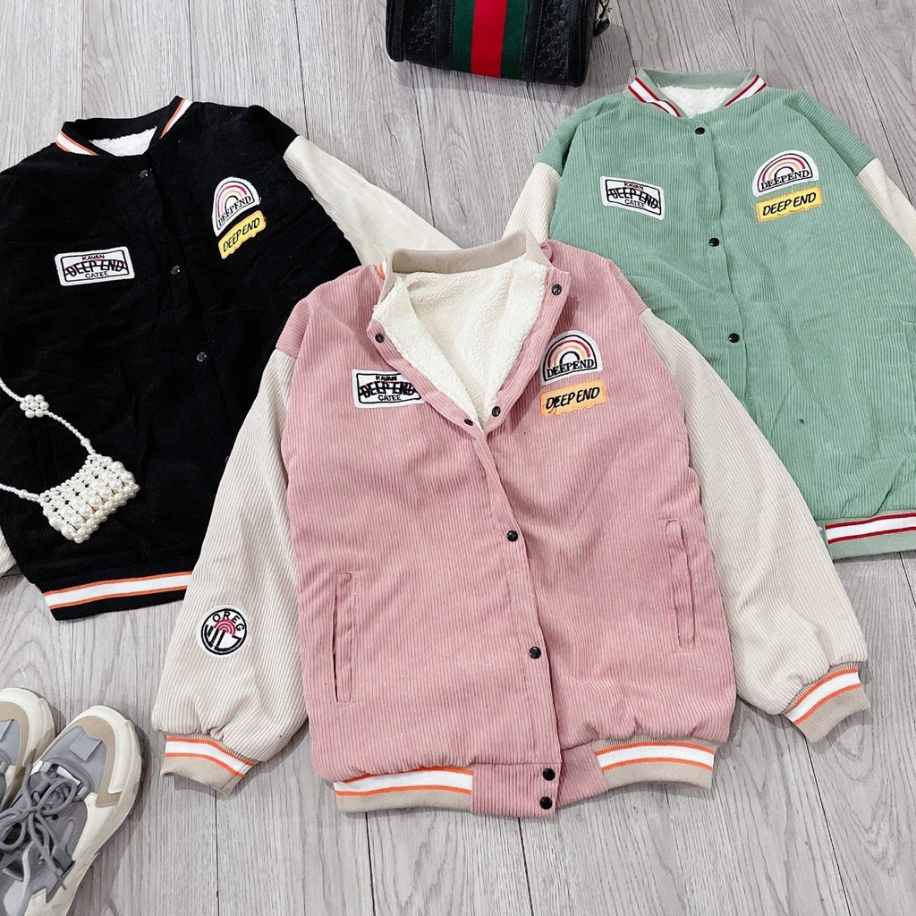 Áo Varsity jacket chất nhung tăm lót lông cừu Unisex H202