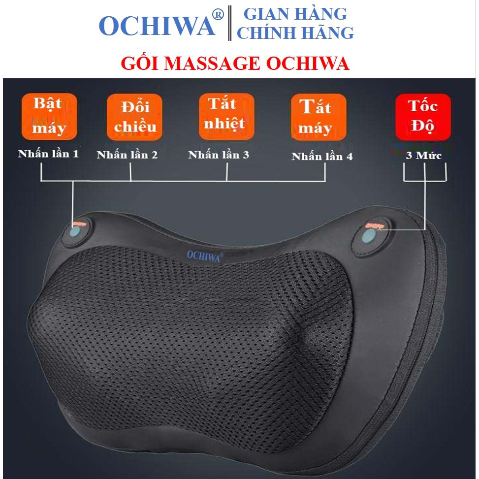Gối Massage OCHIWA sạc pin Bảo hành 5 NĂM mát xa Vai Gáy 8 Bi Hồng Ngoại Công Nghệ Nhật Bản Cao Cấp